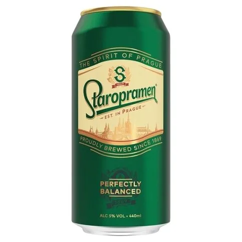 Staropramen Premium Czech Style Pilsner Lager Beer 440ml Can