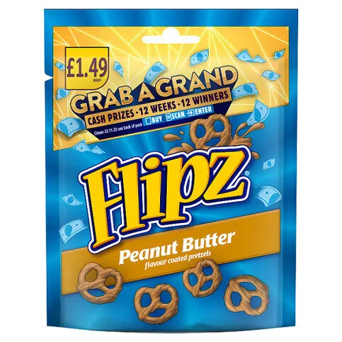 Flipz Peanut Butter Flavour Coated Pretzels 80g