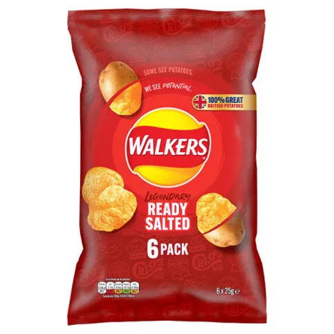 Walkers Ready Salted Multipack Crisps 6x25g