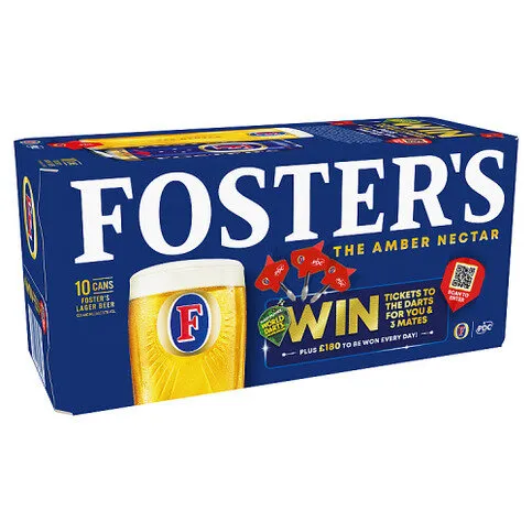 Foster's The Amber Nectar Lager Beer Cans 10 x 440ml