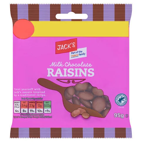 Jack's Milk Chocolate Raisins 95g