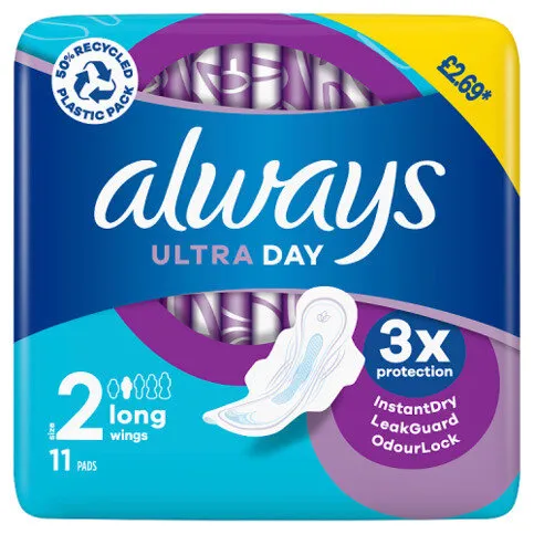 Always Ultra Day Sanitary Towels Long (Size 2) Wings 11 Pads