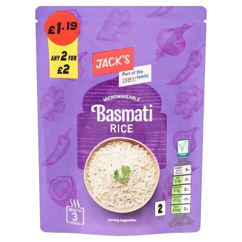 Jack’s Microwaveable Basmati Rice 250g
