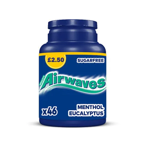 Airwaves Menthol & Eucalyptus Sugarfree Chewing Gum £2.50 PMP Bottle 46 Pieces