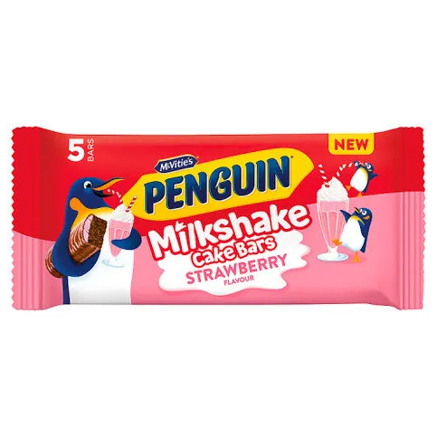 McVitie's Penguin 5 Strawberry Flavour Milkshake Cake Bars