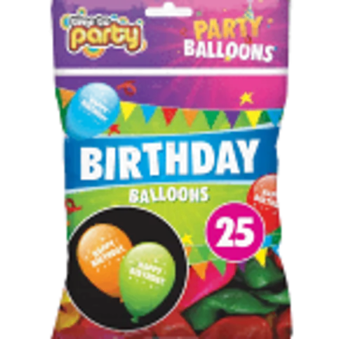 'Happy Birthday' Balloons 25pk